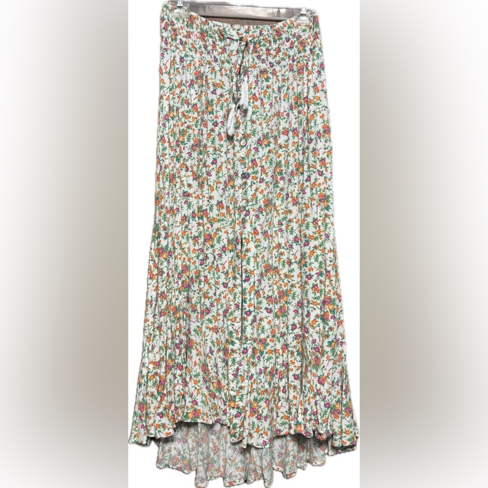Cynthia Rowley Floral Button Front Maxi Skirt outfit Large W13”-19” PTP 19-25” - Picture 4 of 9